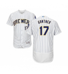 Mens Milwaukee Brewers 17 Jim Gantner White Home Flex Base Authentic Collection Baseball Jersey