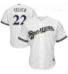 Mens Milwaukee Brewers 22 Christian Yelich White New Cool Base Stitched MLB Jersey 