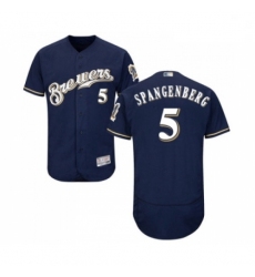 Mens Milwaukee Brewers 5 Cory Spangenberg Navy Blue Alternate Flex Base Authentic Collection MLB Jersey
