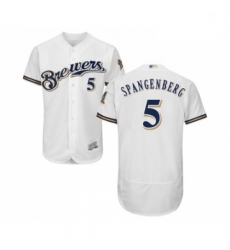 Mens Milwaukee Brewers 5 Cory Spangenberg White Alternate Flex Base Authentic Collection Baseball Jersey