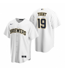 Mens Nike Milwaukee Brewers 19 Robin Yount White Alternate Stitched Baseball Jerse