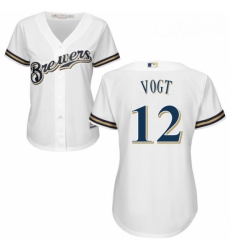 Womens Majestic Milwaukee Brewers 12 Stephen Vogt Authentic White Home Cool Base MLB Jersey 