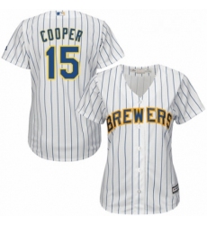 Womens Majestic Milwaukee Brewers 15 Cecil Cooper Authentic White Home Cool Base MLB Jersey 