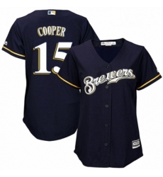 Womens Majestic Milwaukee Brewers 15 Cecil Cooper Replica White Alternate Cool Base MLB Jersey 
