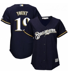 Womens Majestic Milwaukee Brewers 19 Robin Yount Replica Navy Blue Alternate Cool Base MLB Jersey