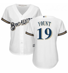 Womens Majestic Milwaukee Brewers 19 Robin Yount Replica White Home Cool Base MLB Jersey