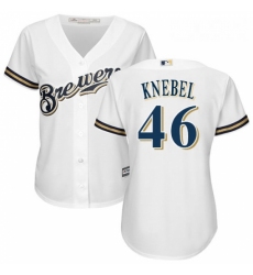 Womens Majestic Milwaukee Brewers 46 Corey Knebel Authentic White Home Cool Base MLB Jersey 