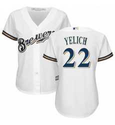 Womens Milwaukee Brewers 22 Christian Yelich White Home Stitched MLB Jersey 