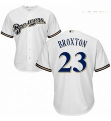 Youth Majestic Milwaukee Brewers 23 Keon Broxton Replica Navy Blue Alternate Cool Base MLB Jersey 