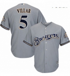 Youth Majestic Milwaukee Brewers 5 Jonathan Villar Authentic Grey Road Cool Base MLB Jersey