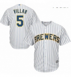 Youth Majestic Milwaukee Brewers 5 Jonathan Villar Replica White Alternate Cool Base MLB Jersey