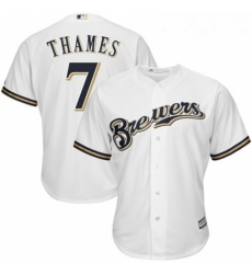 Youth Majestic Milwaukee Brewers 7 Eric Thames Authentic White Home Cool Base MLB Jersey