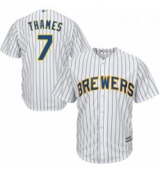 Youth Majestic Milwaukee Brewers 7 Eric Thames Replica White Alternate Cool Base MLB Jersey