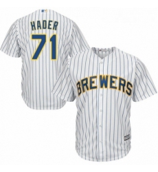 Youth Majestic Milwaukee Brewers 71 Josh Hader Authentic White Home Cool Base MLB Jersey 