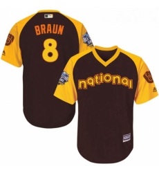 Youth Majestic Milwaukee Brewers 8 Ryan Braun Authentic Brown 2016 All Star National League BP Cool Base MLB Jersey