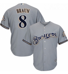 Youth Majestic Milwaukee Brewers 8 Ryan Braun Authentic Grey Road Cool Base MLB Jersey