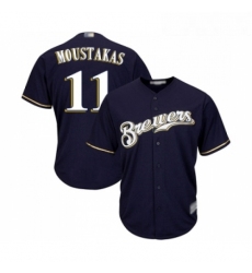 Youth Milwaukee Brewers 11 Mike Moustakas Replica Navy Blue Alternate Cool Base Baseball Jersey 