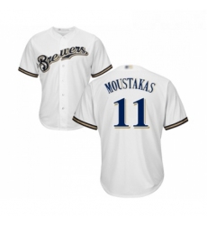 Youth Milwaukee Brewers 11 Mike Moustakas Replica White Alternate Cool Base Baseball Jersey 
