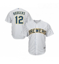 Youth Milwaukee Brewers 12 Aaron Rodgers Replica White Home Cool Base Baseball Jersey 