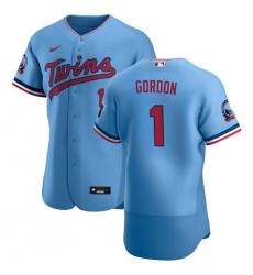 Men Minnesota Twins 1 Nick Gordon Men Nike Light Blue Alternate 2020 60th Season Flex Base Team MLB Jersey