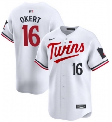 Men Minnesota Twins 16 Steven Okert White 2024 Home Limited Cool Base Stitched Baseball Jersey