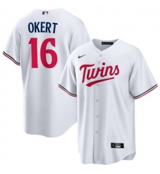Men Minnesota Twins 16 Steven Okert White Cool Base Stitched Baseball Jersey