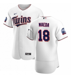 Men Minnesota Twins 18 Kenta Maeda Men Nike White Home 2020 60th Season Flex Base Team MLB Jersey