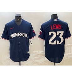 Men Minnesota Twins 23 Royce Lewis Navy Cool Base Stitched Baseball Jersey