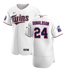 Men Minnesota Twins 24 Josh Donaldson Men Nike White Home 2020 60th Season Flex Base Team MLB Jersey