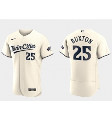 Men Minnesota Twins 25 Byron Buxton 2023 Cream Flex Base Stitched Jersey