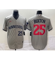 Men Minnesota Twins 25 Byron Buxton Grey Cool Base Stitched Jersey