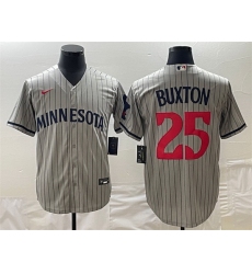 Men Minnesota Twins 25 Byron Buxton Grey Cool Base Stitched Jerseys