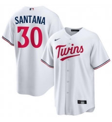Men Minnesota Twins 30 Carlos Santana White Cool Base Stitched Baseball Jersey