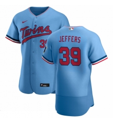 Men Minnesota Twins 39 Ryan Jeffers Men Nike Light Blue Alternate 2020 Flex Base Team MLB Jersey