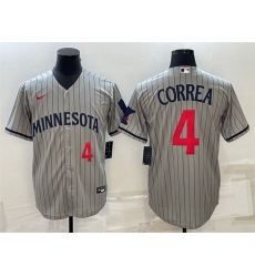 Men Minnesota Twins 4 Carlos Correa 2023 Grey Home Team Cool Base Stitched JerseyS