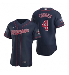 Men Minnesota Twins 4 Carlos Correa Navy Flex Base Stitched jersey
