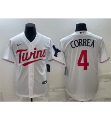 Men Minnesota Twins 4 Carlos Correa White Cool Base Stitched Jerseys