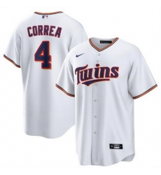 Men Minnesota Twins 4 Carlos Correa White Cool Base Stitched jersey