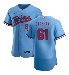 Men Minnesota Twins 61 Cody Stashak Men Nike Light Blue Alternate 2020 Flex Base Team MLB Jersey