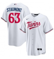 Men Minnesota Twins 63 Josh Staumont White Cool Base Stitched Baseball Jersey