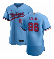Men Minnesota Twins 86 Edwar Colina Men Nike Light Blue Alternate 2020 Flex Base Team MLB Jersey