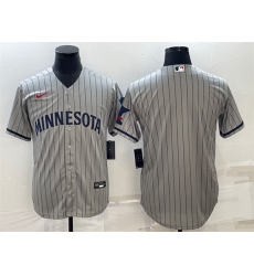 Men Minnesota Twins Blank 2023 Grey Home Team Cool Base Stitched Jersey