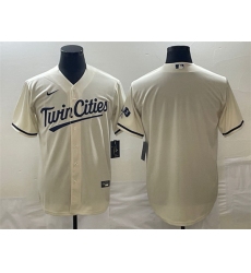 Men Minnesota Twins Blank Cream Cool Base Stitched Baseball Jersey