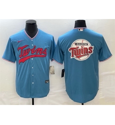 Men Minnesota Twins Blue Team Big Logo Cool Base Stitched Jersey