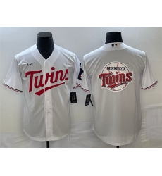 Men Minnesota Twins White Team Big Logo Cool Base Stitched Jersey