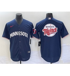 Men Minnesota Twins With Team Logo In Back Navy Cool Base Stitched Jersey