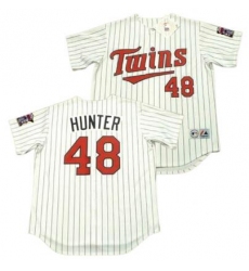 Men Twins Torii Hunter White Pinstripe Stitched MLB Jersey