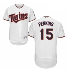 Mens Majestic Minnesota Twins 15 Glen Perkins White Home Flex Base Authentic Collection MLB Jersey