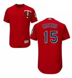 Mens Majestic Minnesota Twins 15 Jason Castro Scarlet Alternate Flex Base Authentic Collection MLB Jersey