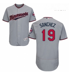 Mens Majestic Minnesota Twins 19 Anibal Sanchez Authentic Grey Road Cool Base MLB Jersey 